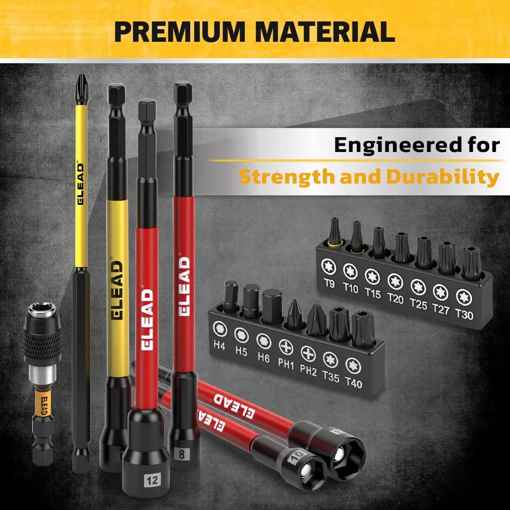 35Pcs Long Magnetic Nut Driver Bit Set Nut Driver Metric & SAE Screwdriver Bits V465-70136-AU