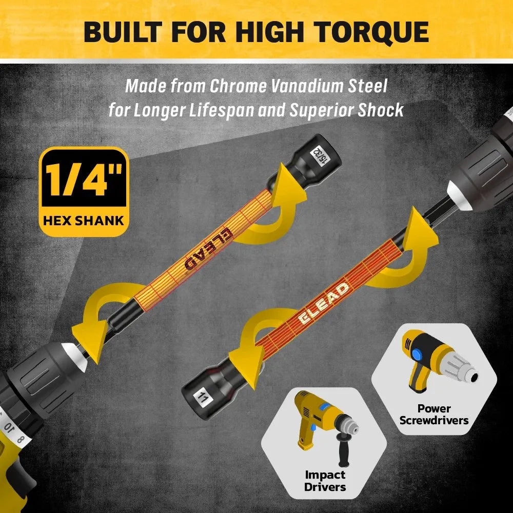 35Pcs Long Magnetic Nut Driver Bit Set Nut Driver Metric & SAE Screwdriver Bits V465-70136-AU