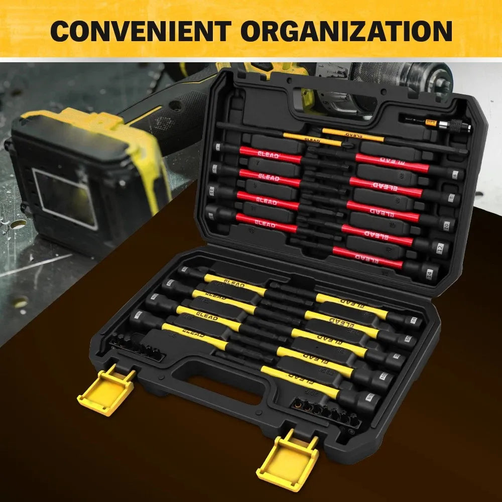 35Pcs Long Magnetic Nut Driver Bit Set Nut Driver Metric & SAE Screwdriver Bits V465-70136-AU
