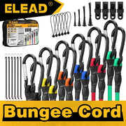 ELEAD 28PCS Bungee Cord Set Carabiner Hooks Assorted Sizes Heavy Duty Tie Down V465-70142