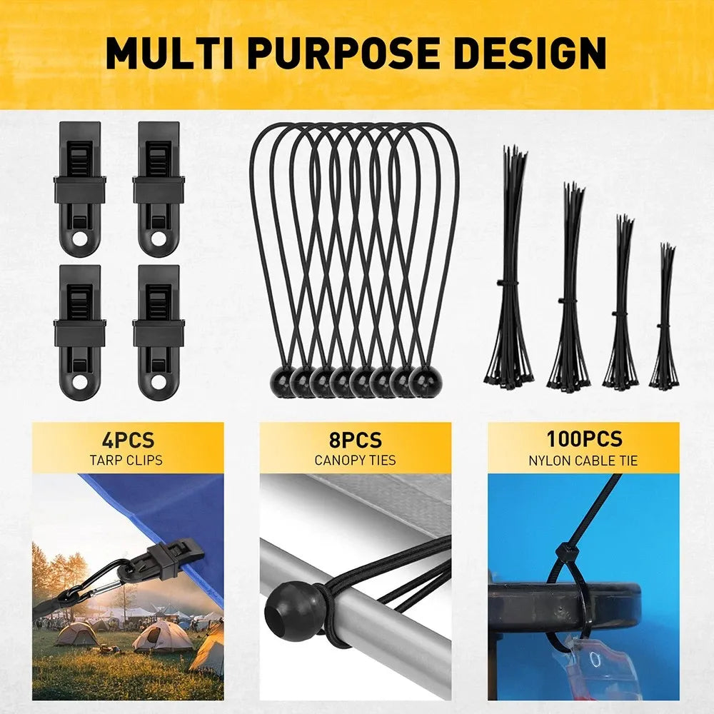 ELEAD 28PCS Bungee Cord Set Carabiner Hooks Assorted Sizes Heavy Duty Tie Down V465-70142