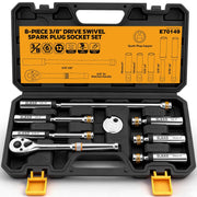 8-Piece 3/8" Drive Magnetic Swivel Spark Plug Socket Set Spark Plug Removal Tool V465-70149