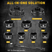6Pcs 3/8" Drive Spark Plug Socket Set Spark Plug Gapper SAE & Metric CR-V Socket V465-70164
