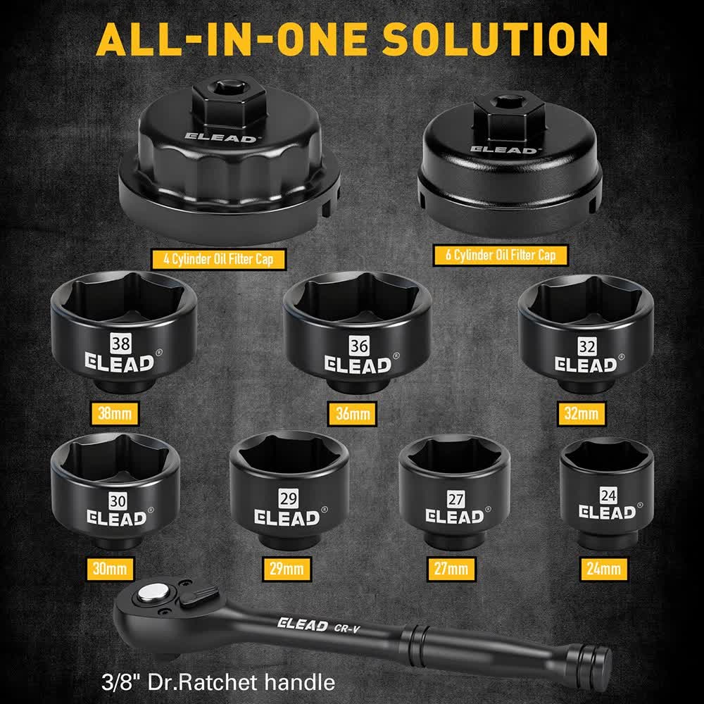 6Pcs 3/8" Drive Spark Plug Socket Set Spark Plug Gapper SAE & Metric CR-V Socket V465-70164