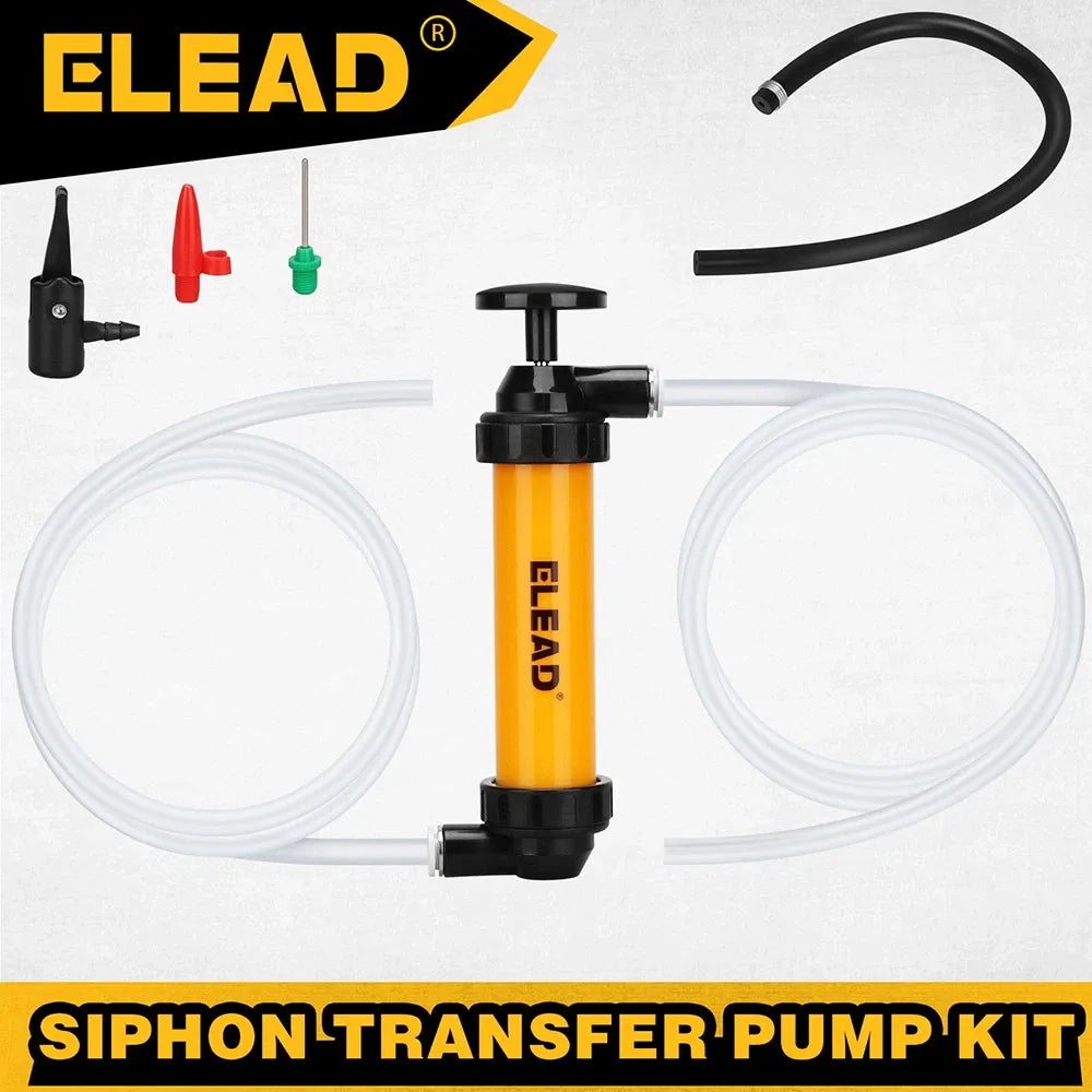 ELEAD Fuel Siphon Pump Oil Liquid Transfer Hand Pump Hose Kit Gas Air Manual V465-70182
