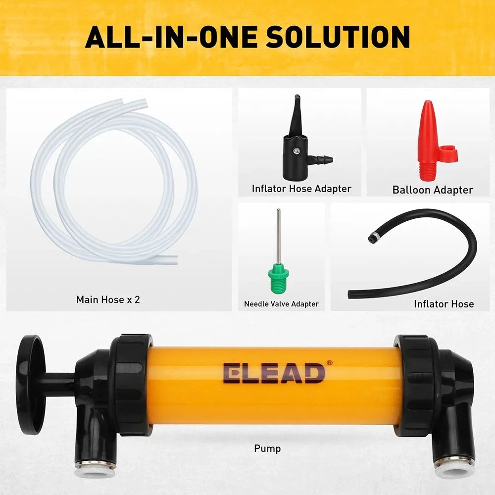 ELEAD Fuel Siphon Pump Oil Liquid Transfer Hand Pump Hose Kit Gas Air Manual V465-70182
