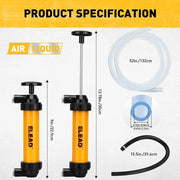 ELEAD Fuel Siphon Pump Oil Liquid Transfer Hand Pump Hose Kit Gas Air Manual V465-70182