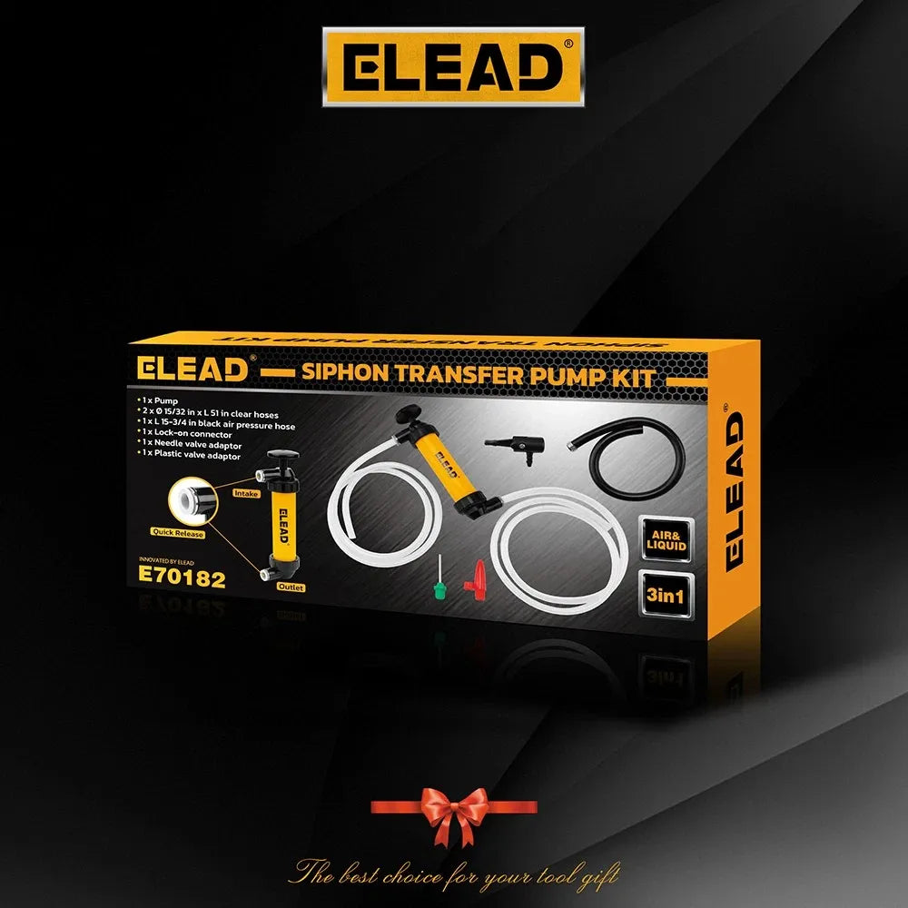 ELEAD Fuel Siphon Pump Oil Liquid Transfer Hand Pump Hose Kit Gas Air Manual V465-70182