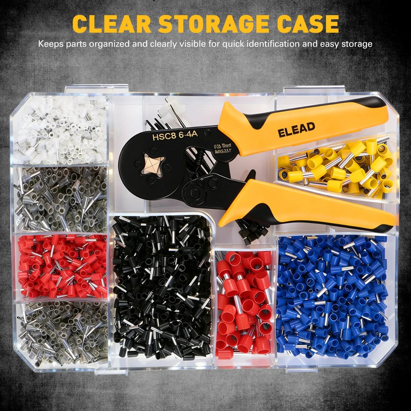 ELEAD 2180PCS Ferrule Crimping Tool Kit Wire Ferrules Ratchet Crimper AWG 23-7 V465-70194