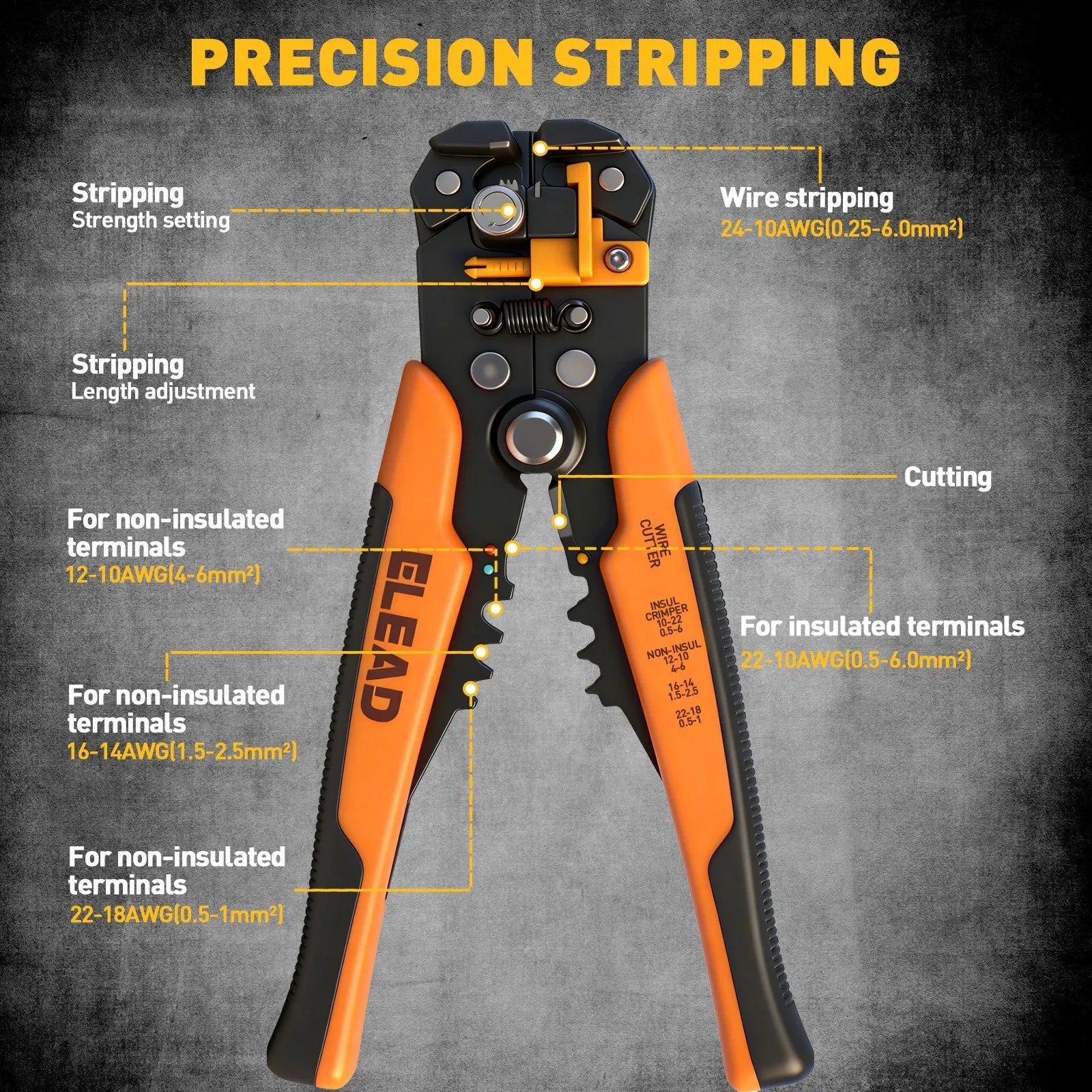 ELEAD 1188Pcs Ferrule Crimping Tool Kit w/ Automatic Wire Stripper & Crimper V465-70196