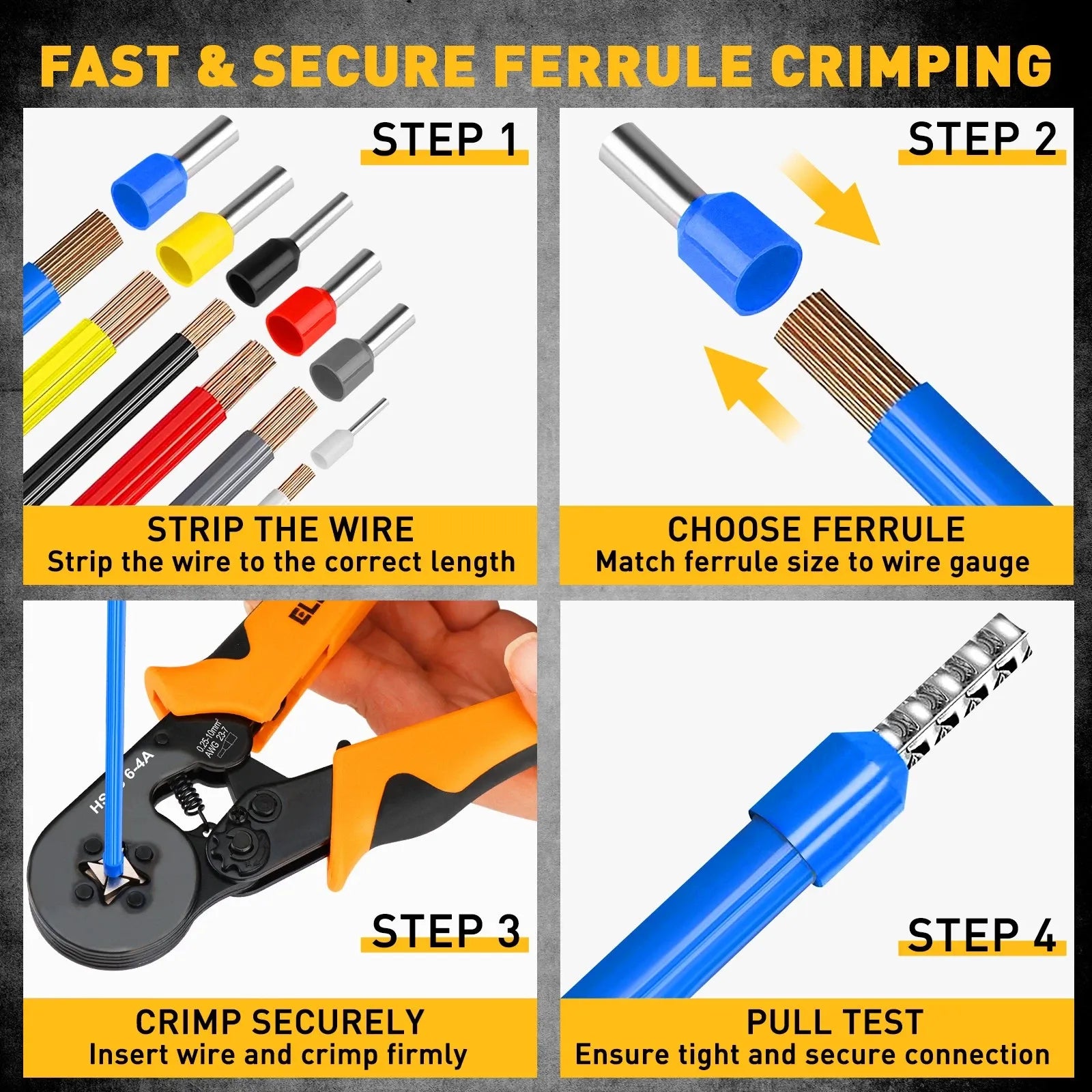 ELEAD 1188Pcs Ferrule Crimping Tool Kit w/ Automatic Wire Stripper & Crimper V465-70196