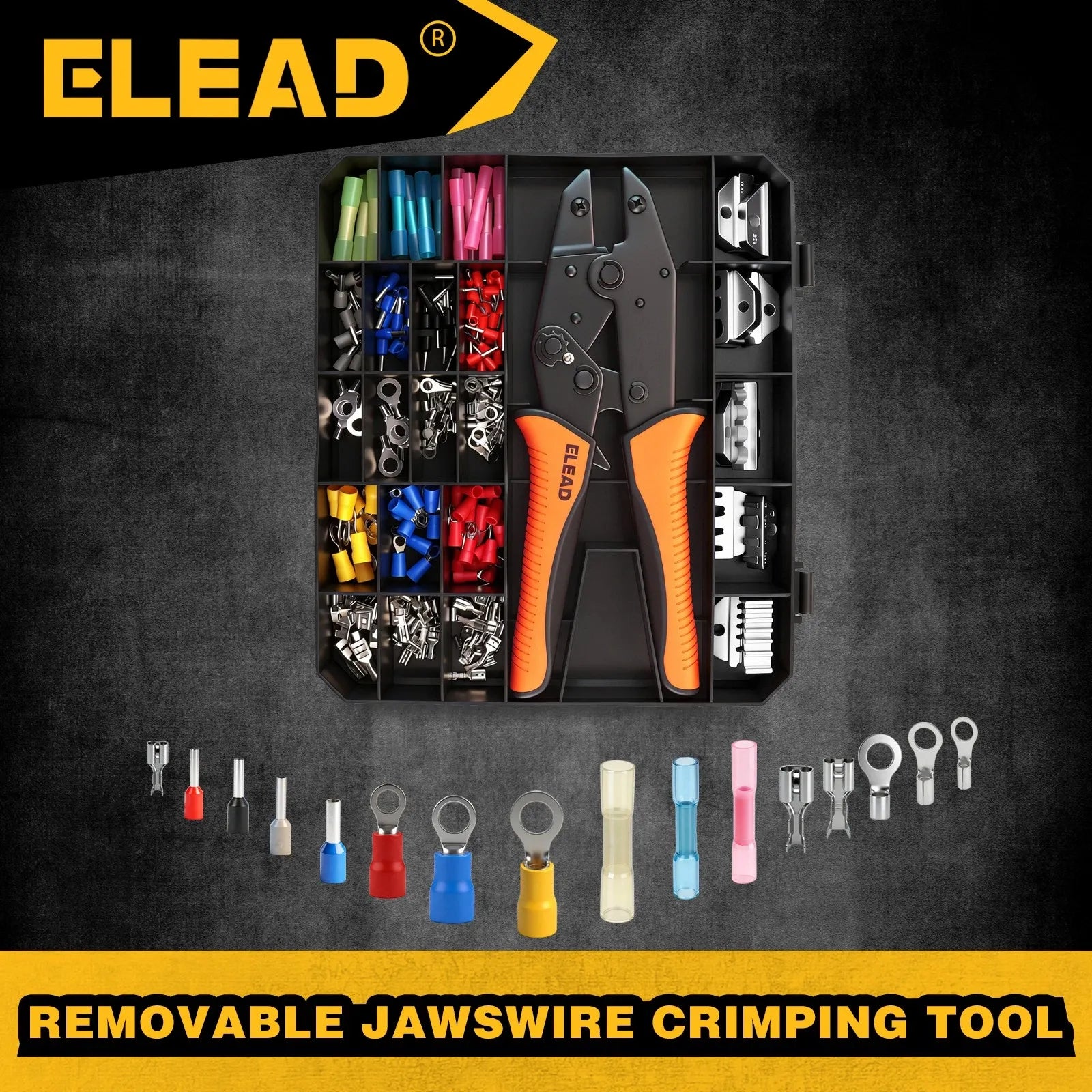 200-PIece Ratchet Wire Crimping Tool Kit Ferrule Terminal Crimper Pliers 5 Jaws V465-70197