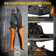 200-PIece Ratchet Wire Crimping Tool Kit Ferrule Terminal Crimper Pliers 5 Jaws V465-70197