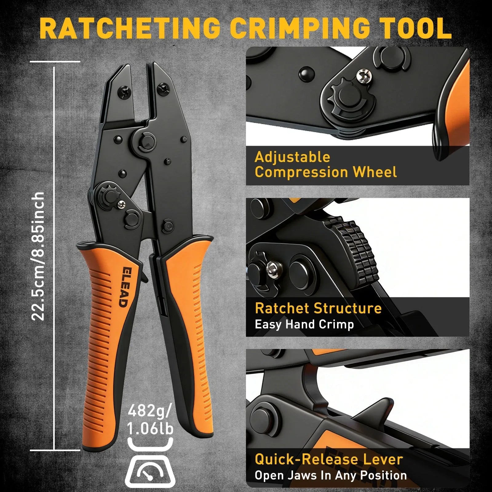 200-PIece Ratchet Wire Crimping Tool Kit Ferrule Terminal Crimper Pliers 5 Jaws V465-70197