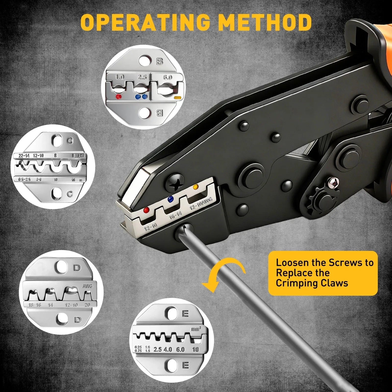 200-PIece Ratchet Wire Crimping Tool Kit Ferrule Terminal Crimper Pliers 5 Jaws V465-70197