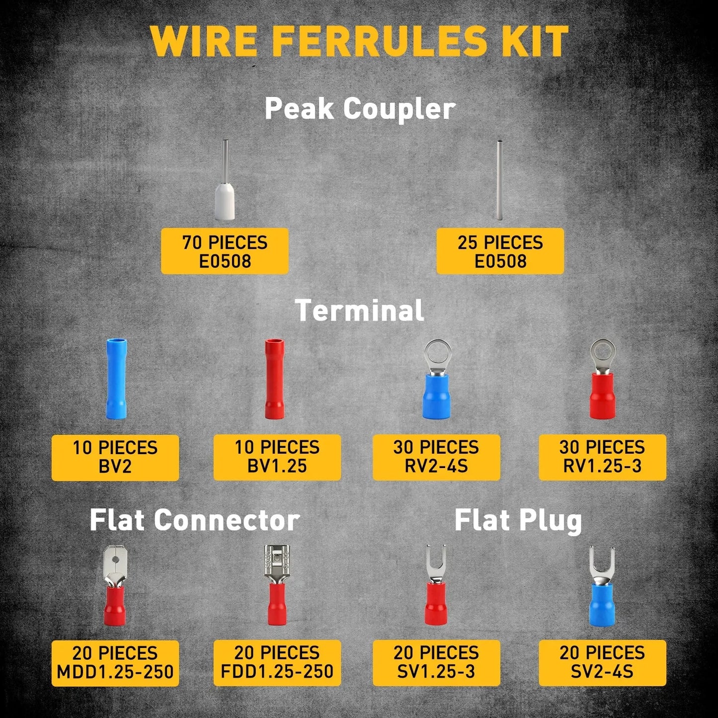 ELEAD 321Pcs Electrical Wire Connectors Kit Assorted Terminals Ferrules Set V465-70198