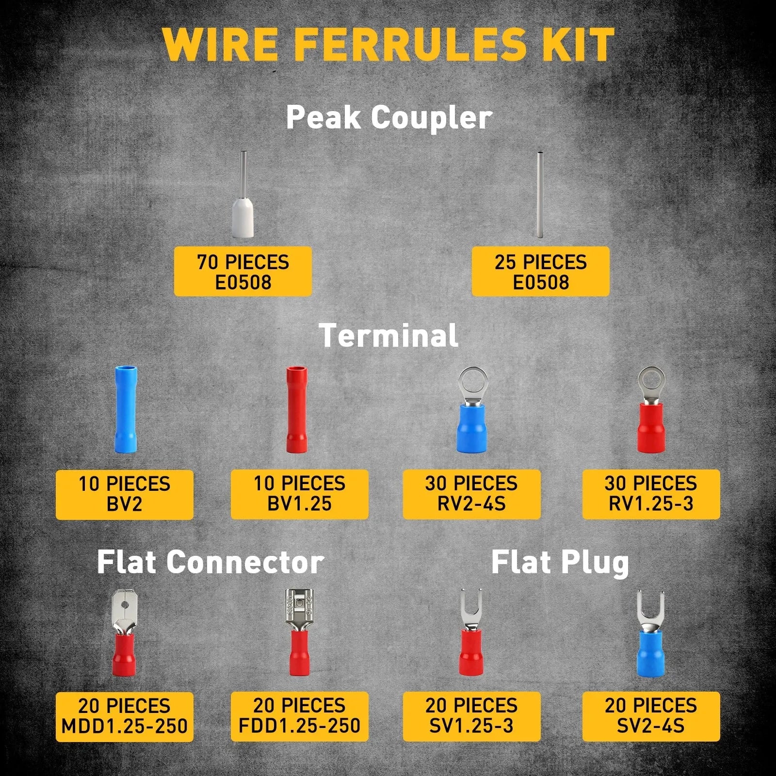 ELEAD 321Pcs Electrical Wire Connectors Kit Assorted Terminals Ferrules Set V465-70198