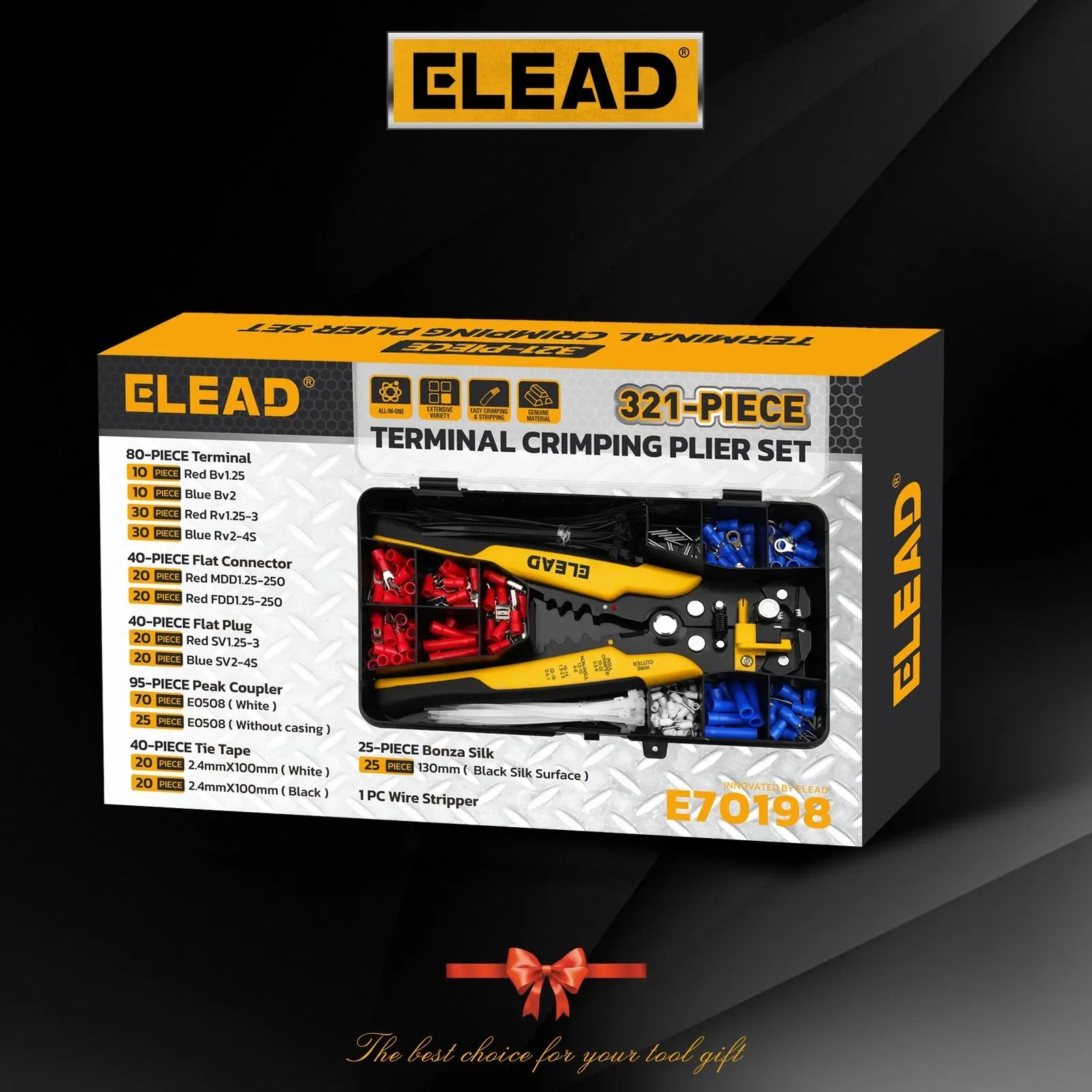 ELEAD 321Pcs Electrical Wire Connectors Kit Assorted Terminals Ferrules Set V465-70198