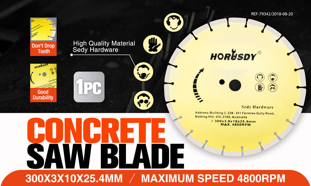 300mm/12" Concrete Saw Blade Masonry Cutting Disc Circular Diamond Stone Cutter V465-79342-AU-2