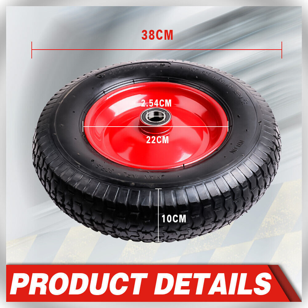 16" Wheelbarrow Trolley Wheel 4.80 4.00-8 Pneumatic Tyre 25.4mm Bore Tire Steel V465-80013