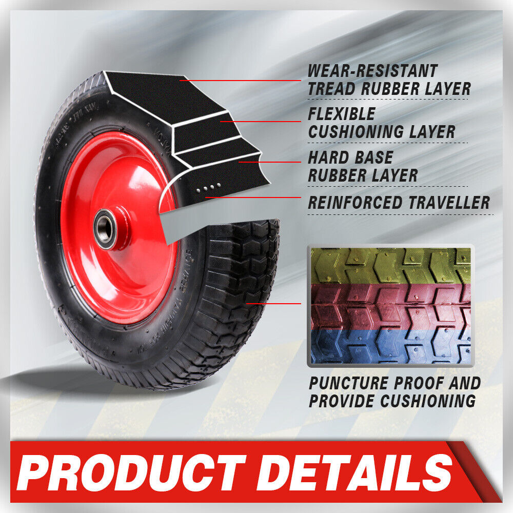 16" Wheelbarrow Trolley Wheel 4.80 4.00-8 Pneumatic Tyre 25.4mm Bore Tire Steel V465-80013