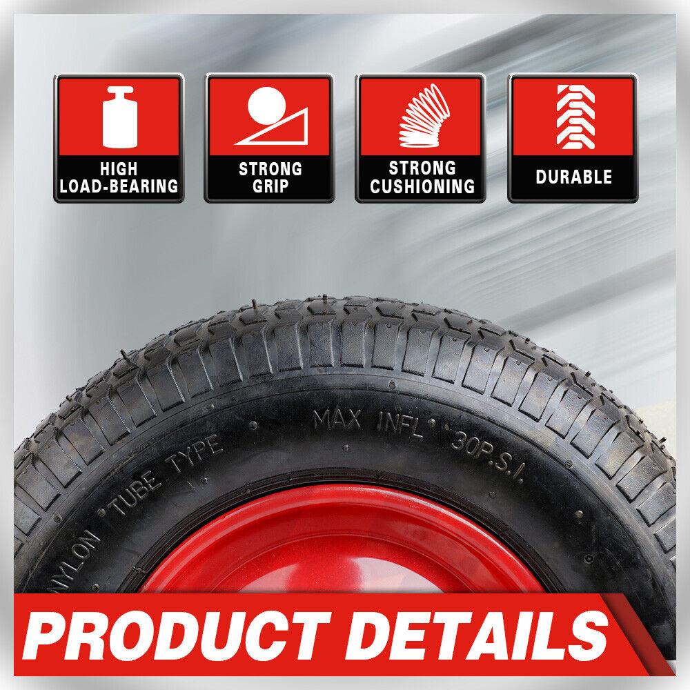 16" Wheelbarrow Trolley Wheel 4.80 4.00-8 Pneumatic Tyre 25.4mm Bore Tire Steel V465-80013