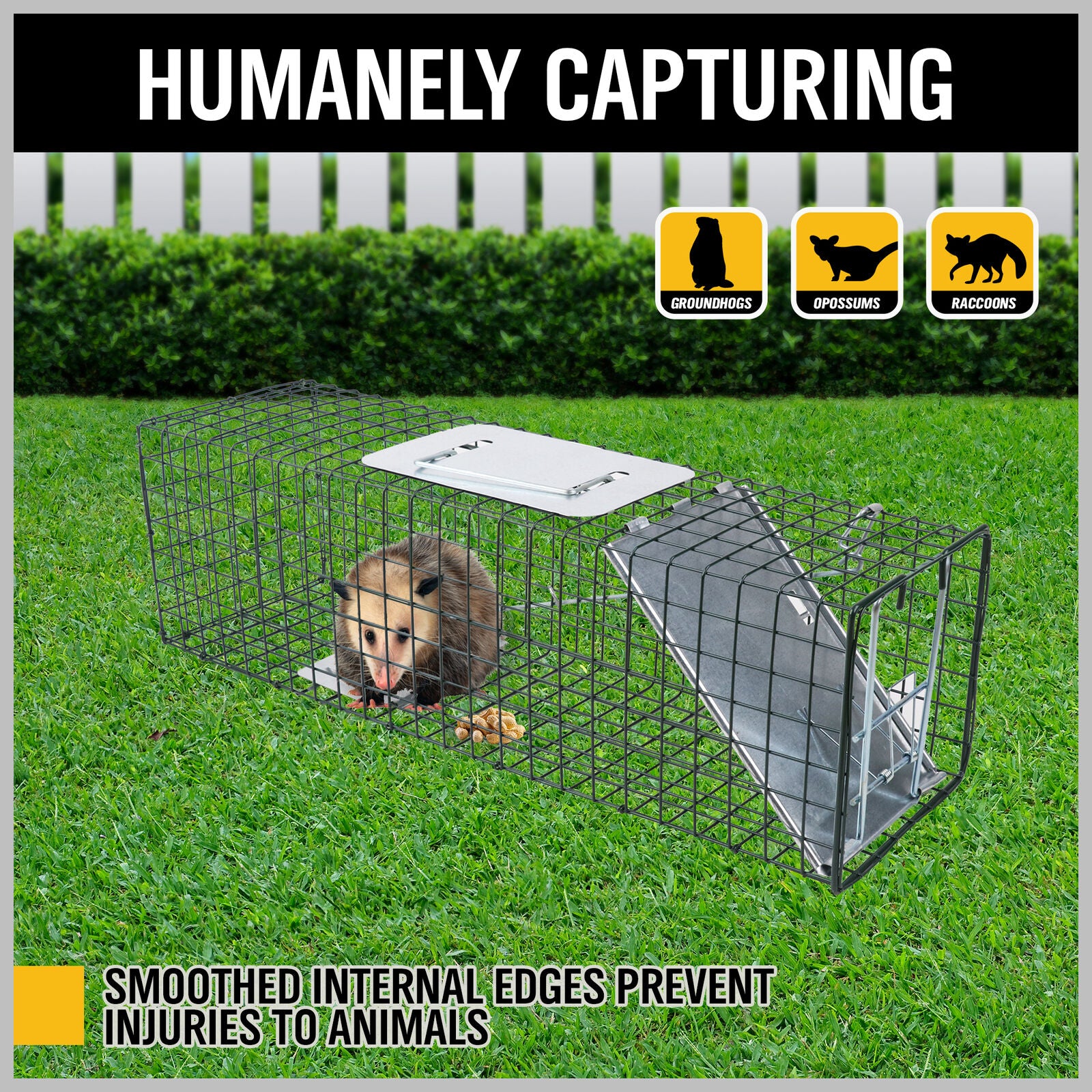 VaKa Animal Trap Cage Humane Live Steel Catch Possum Fox Rat Cat Rabbit Bird V465-80201