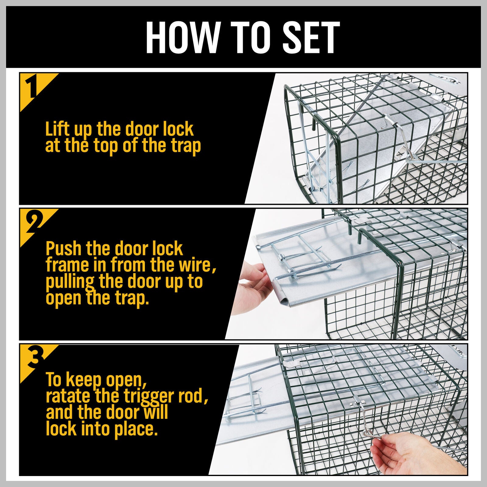 81.5*26*32CM Animal Trap Cage Humane Live Steel Catch Possum Fox Rat Cat Rabbit V465-80202