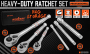 Mini Ratchet Spanner 1/2 3/8 1/4 Drive 90 Tooth Extension Bar Workshop With Bag V465-81019-AU