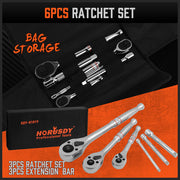 Mini Ratchet Spanner 1/2 3/8 1/4 Drive 90 Tooth Extension Bar Workshop With Bag V465-81019-AU