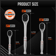 Mini Ratchet Spanner 1/2 3/8 1/4 Drive 90 Tooth Extension Bar Workshop With Bag V465-81019-AU