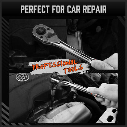 Mini Ratchet Spanner 1/2 3/8 1/4 Drive 90 Tooth Extension Bar Workshop With Bag V465-81019-AU
