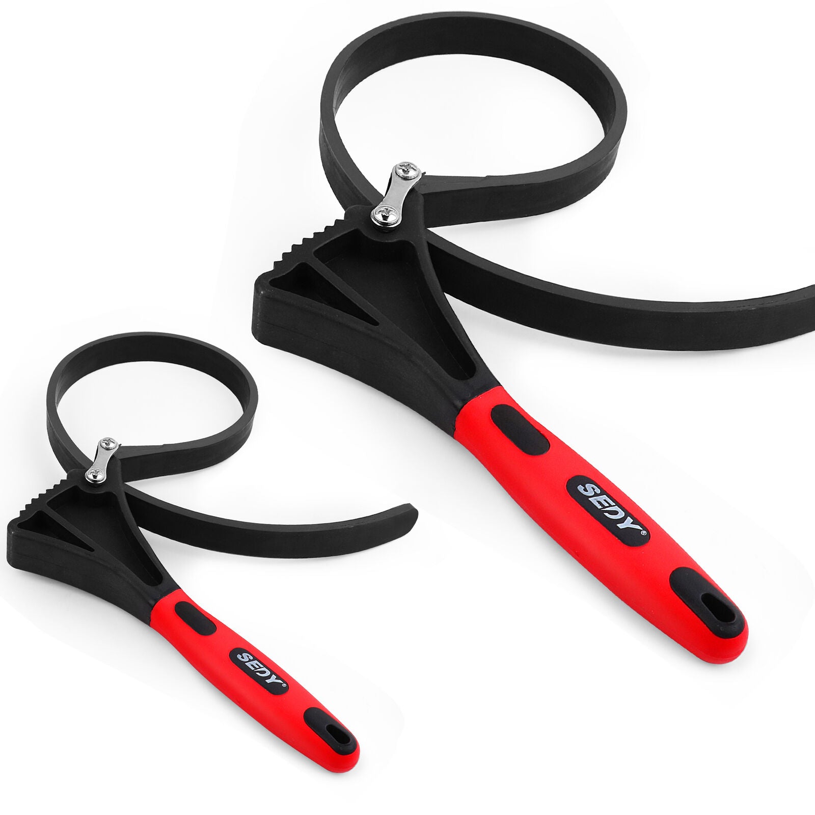 2x Rubber Strap Wrench Adjustable DIY Plumber Jars Hose Pipe Oil Filter Opener V465-81025