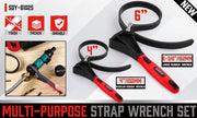 2x Rubber Strap Wrench Adjustable DIY Plumber Jars Hose Pipe Oil Filter Opener V465-81025
