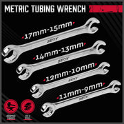 SEDY 4Pc Flare Nut Wrench Set Offset End Spanner Metric CR-V Steel Storage Pouch V465-81026