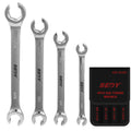 SEDY 4Pc Flare Nut Spanner Set SAE Brake Line Wrench Offset Head Organizer Pouch V465-81027