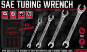 SEDY 4Pc Flare Nut Spanner Set SAE Brake Line Wrench Offset Head Organizer Pouch V465-81027
