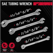 SEDY 4Pc Flare Nut Spanner Set SAE Brake Line Wrench Offset Head Organizer Pouch V465-81027