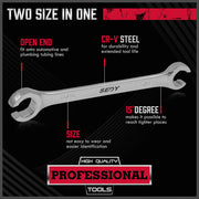 SEDY 4Pc Flare Nut Spanner Set SAE Brake Line Wrench Offset Head Organizer Pouch V465-81027