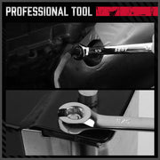 SEDY 4Pc Flare Nut Spanner Set SAE Brake Line Wrench Offset Head Organizer Pouch V465-81027