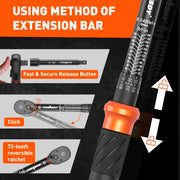 3Pc 1/4" Drive Click Torque Wrench Ratchet Socket Adaptor Extension WorkShop V465-81035