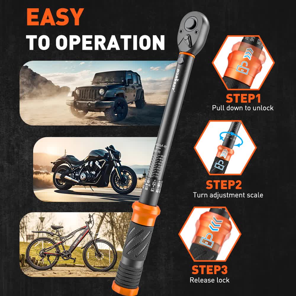 4Pc 3/8" Drive Click Torque Wrench Ratchet Socket Adaptor Extension WorkShop V465-81036
