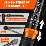 3Pc 1/2" Drive Click Torque Wrench Ratchet Socket Adaptor Extension WorkShop V465-81037