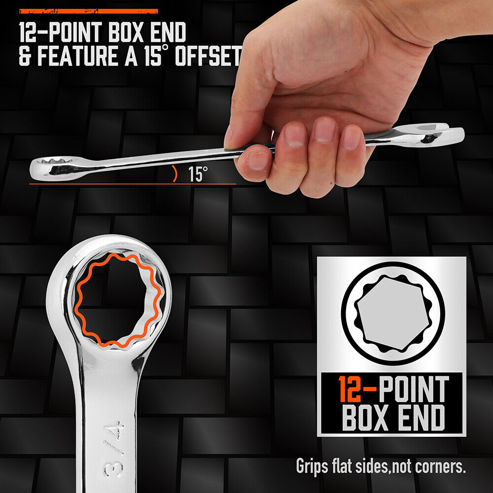 11Pcs Imperial Combination Spanner Ring Open End Ended Combo Wrench 12 Point V465-81042