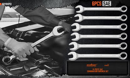 6Pc Extra Big Imperial Combination Spanner Ring Open Ended Combo Wrench Work V465-81043