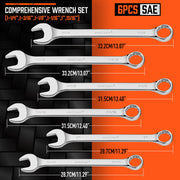 6Pc Extra Big Imperial Combination Spanner Ring Open Ended Combo Wrench Work V465-81043