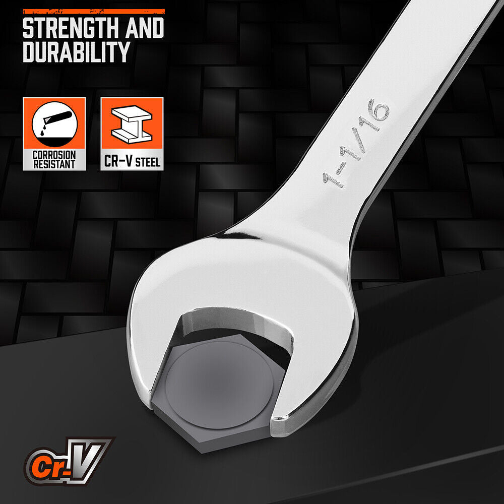 6Pc Extra Big Imperial Combination Spanner Ring Open Ended Combo Wrench Work V465-81043