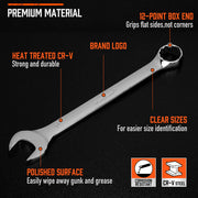 6Pc Extra Big Imperial Combination Spanner Ring Open Ended Combo Wrench Work V465-81043