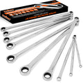 HORUSDY 10Pc Extra Long Ratchet Spanner Set Aviation Double End 8-19mm w/t Pouch V465-81056