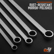 HORUSDY 10Pc Extra Long Ratchet Spanner Set Aviation Double End 8-19mm w/t Pouch V465-81056